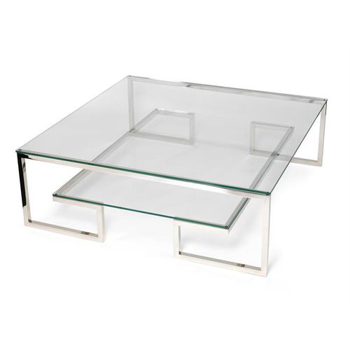 Table basse contemporaine - HARLEM - VILLIERS - en verre / en acier inoxydable / carrée