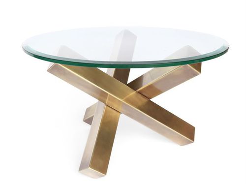 Table basse contemporaine - JAX - VILLIERS - en verre / en métal / ronde