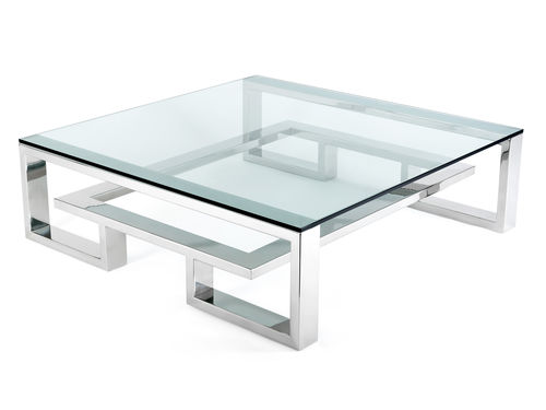 Table basse contemporaine - BROOKLYN - VILLIERS - en verre / en acier inoxydable / carrée