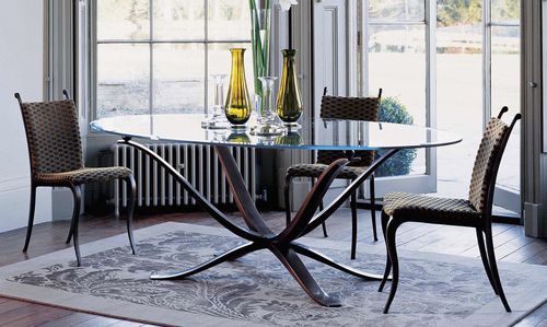 Table à manger classique - CASPIAN - VILLIERS - en verre / en bronze / ovale