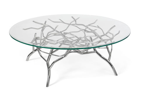 Table basse contemporaine - WAYSIDE - VILLIERS - en verre / en acier inoxydable / ronde