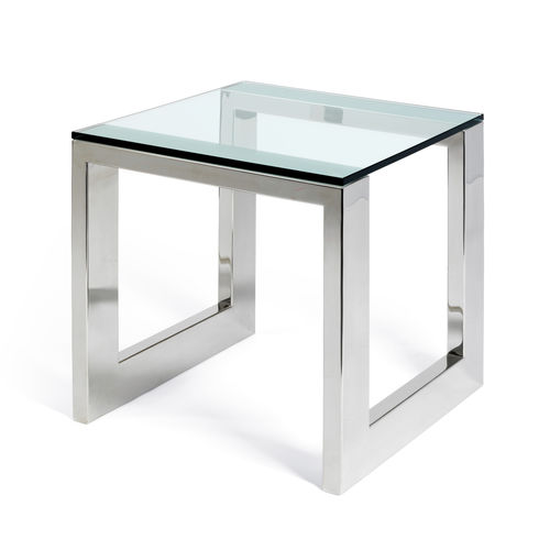 Table d'appoint contemporaine - OSLO - VILLIERS - en verre / en acier inoxydable / rectangulaire