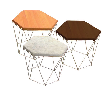 Table d'appoint contemporaine - FACET ROCK - PLATO - en teck / pentagonale / résidentielle