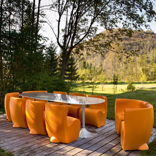 Table contemporaine - JOE - Myyour - en acier inoxydable / avec piètement en acier inoxydable / ovale