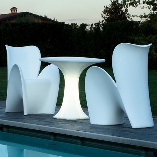 Table bistrot contemporaine - TEDDY - Myyour - en plastique / ronde / lumineuse