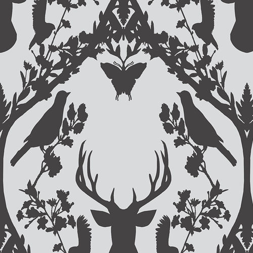 Papier peint contemporain - FAUNA  - Hooked on Walls - à motif animalier / gris / blanc