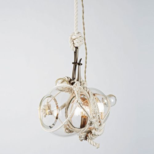 Suspension - KNOTTY BUBBLES - Roll & Hill - en verre soufflé / en corde / contemporaine