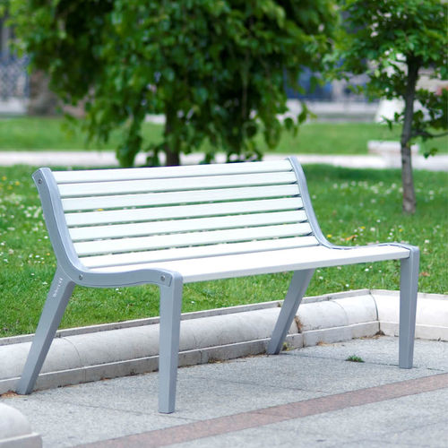 Banc public contemporain - PASEO - Urbes 21 - en acier / en fonte d'aluminium / avec dossier