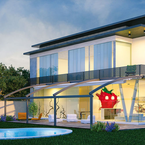 Pergola adossée - RADIAN  - ALBAYRAK  - en aluminium extrudé / couverture en toile / sur mesure