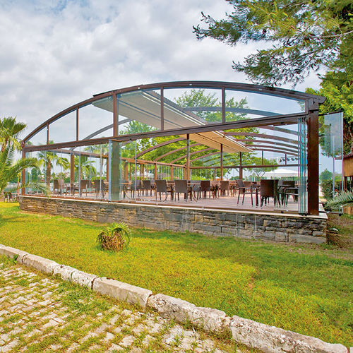 Pergola autoportée - TW33  - ALBAYRAK  - en aluminium / couverture en toile / couverture en verre