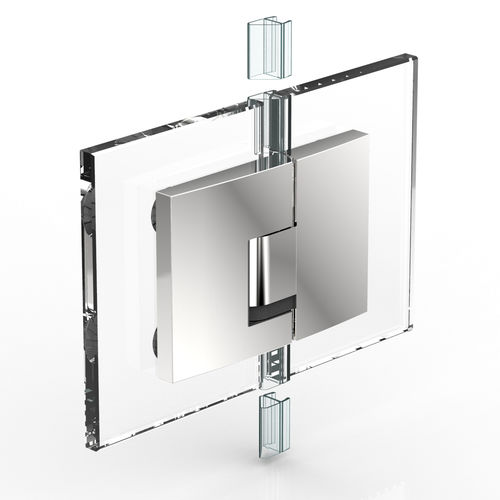 Charnière pour porte en verre - PAVONNE : 8392 - PAULI FRANCE  - pour porte de douche / en zamak / avec système d'auto-fermeture