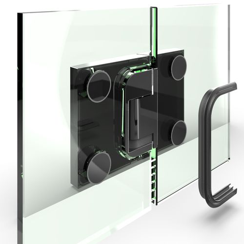 Charnière pour porte en verre - PAVONNE : 8392-8844 - PAULI FRANCE  - pour porte de douche / en zamak / avec système d'auto-fermeture