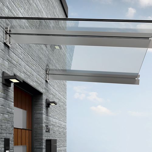 Auvent pour porte - S-04 - PAULI FRANCE  - en aluminium / en inox / en verre
