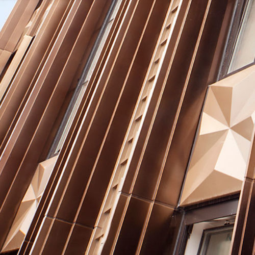 Plaquette de parement en aluminium - DURANIZE BRONZE VIBRATION - POHL Metal Systems GmbH - d'extérieur / contemporaine / polie
