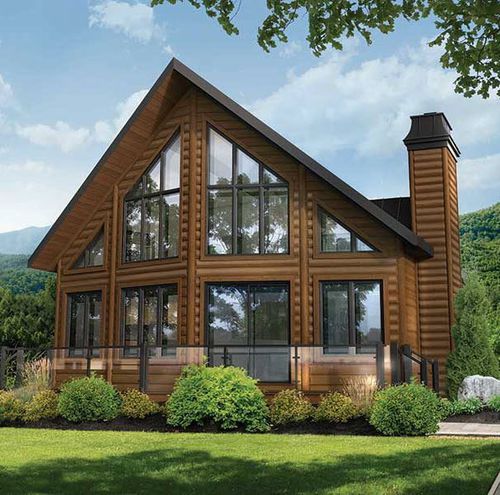 Maison en bois massif empilé - Kelowna - TIMBER BLOCK  - écologique / classique / à 2 étages