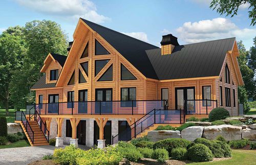 Maison en bois massif empilé - Denver - TIMBER BLOCK  - écologique / classique / à 2 étages