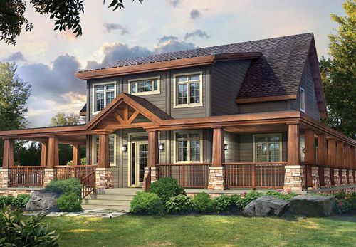 Maison en bois massif empilé - Stoneham - TIMBER BLOCK  - écologique / contemporaine / à 2 étages