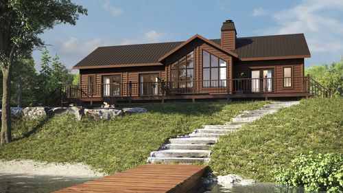 Maison en bois empilé - Newton - TIMBER BLOCK  - contemporaine / avec terrasse / MOB