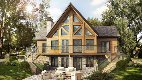 Maison en bois massif empilé - Dakota - TIMBER BLOCK  - écologique / classique / à 2 étages