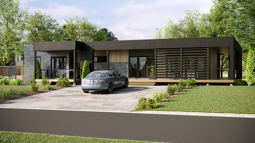 Maison en bois massif empilé - Sun Lakes - TIMBER BLOCK  - écologique / contemporaine / MOB