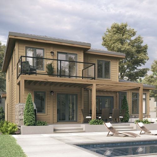 Maison en bois empilé - Odessa - TIMBER BLOCK  - contemporaine / MOB / résidentielle