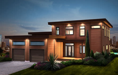 Maison en bois massif empilé - Sierra Vista - TIMBER BLOCK  - écologique / contemporaine / à 2 étages