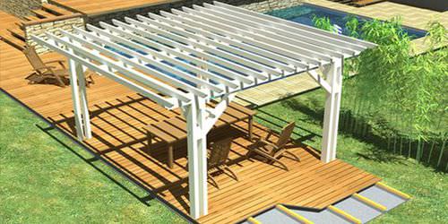 Pergola autoportée - GIPEN - en bois / couverture en bois / sur mesure