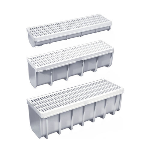 Caniveau à grille - CN13+GC13-03 - STAMPLAST SRL - en polypropylène / pour piscine / blanc