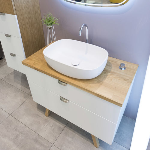 Vasque à poser - TRAPEZ - BALTECO AS - en Solid Surface / avec plan intégré / sans trou