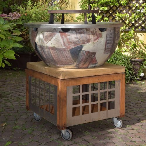 Brasero de jardin à bois - FOCULUS LARGE 100 - LA CASTELLAMONTE Stufe di Ceramica - en acier inoxydable / en acier corten / en châtaigner