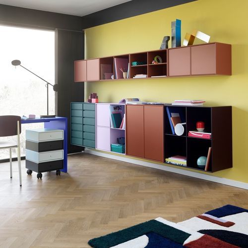 Caisson de bureau en MDF laqué - 1143 - Montana Furniture - à 4 tiroirs / à roulettes