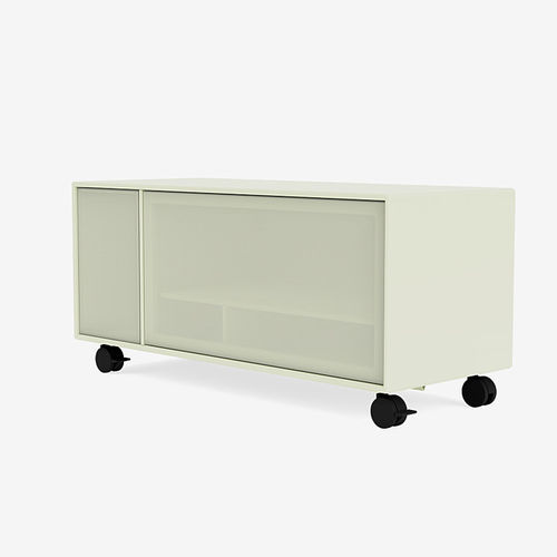 Meuble TV contemporain - SL13L - Montana Furniture - avec roulettes / en MDF laqué / en acier