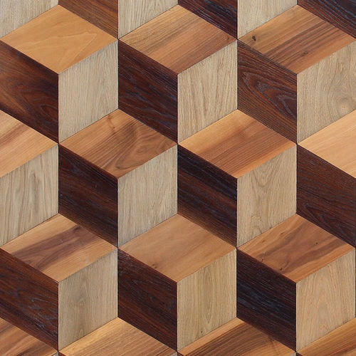 Parquet massif - POLYÈDRE - BOHEMIAN WORKS - en chêne / en noyer / avec incrustations