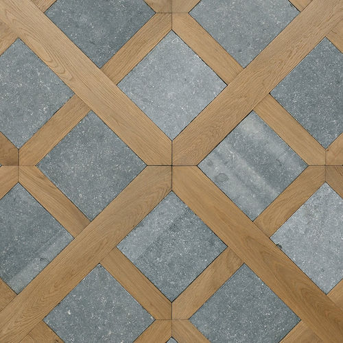 Parquet contrecollé - BOHEMIAN WORKS - en chêne / avec incrustations en pierre naturelle / finition mat