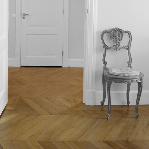 Parquet massif - HUNGARIAN POINT - BOHEMIAN WORKS - en chêne / à batons rompus / verni