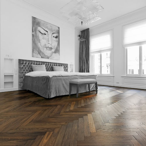 Parquet contrecollé - CHOCOLATE  - BOHEMIAN WORKS - massif / en chêne / avec incrustations
