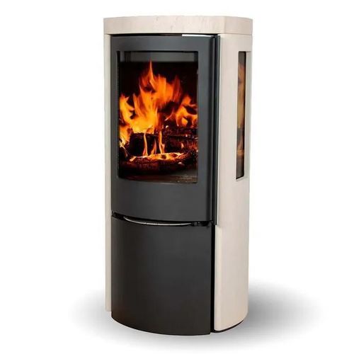 Poêle à bois - COZY CLASSIC MOCA CREAM SANDSTONE SIDEGLASS - Jydepejsen A/S - 3 kw – 8 kw / à poser / à 3 faces