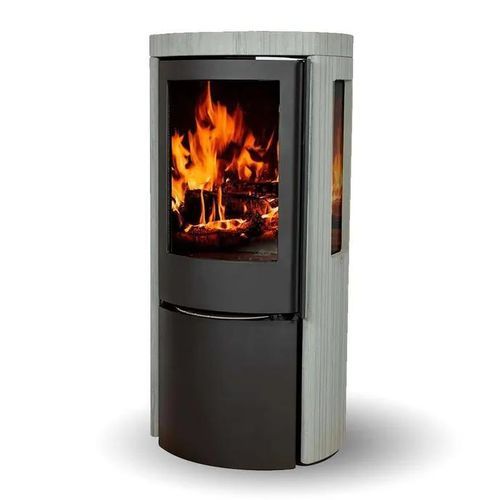 Poêle à bois - COZY CLASSIC GREY WOOD SANDSTONE SIDEGLASS - Jydepejsen A/S - 3 kw – 8 kw / à poser / à 3 faces