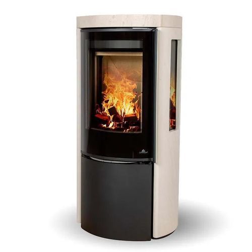 Poêle à bois - COZY MODERN MOCA CREAM SANDSTONE SIDEGLASS - Jydepejsen A/S - 3 kw – 8 kw / à poser / à 3 faces