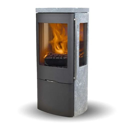 Poêle à bois - SENZA SOAPSTONE SIDEGLASS - Jydepejsen A/S - 3 kw – 5 kw / à poser / à 3 faces