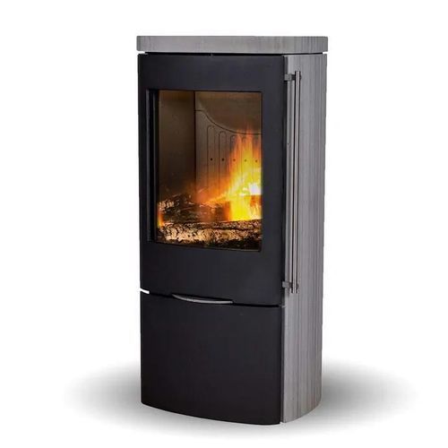 Poêle à bois - SENZA GREY WOOD SANDSTONE - Jydepejsen A/S - 3 kw – 5 kw / à poser / contemporain