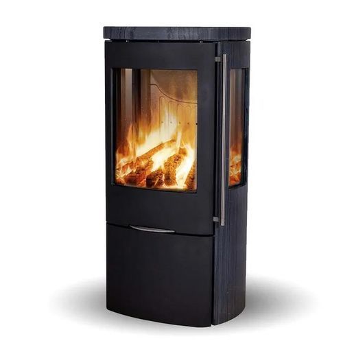 Poêle à bois - SENZA DARK SANDSTONE SIDEGLASS - Jydepejsen A/S - 3 kw – 5 kw / à poser / à 3 faces
