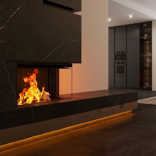 Foyer fermé à bois - Premium V-2R-80h - Spartherm - The Fire Company - d'angle / en métal