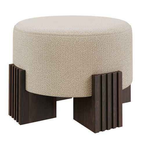 Pouf contemporain - CLARK - EUROFASHION HOMETEXTILES & CONCEPTS - en tissu / en hêtre / rond