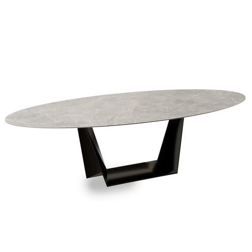 Table à manger contemporaine - AMMAN - EUROFASHION HOMETEXTILES & CONCEPTS - en verre / en céramique / avec piètement en métal