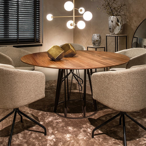 Table contemporaine - BOSTON - EUROFASHION HOMETEXTILES & CONCEPTS - en MDF / avec piètement en fer / ronde