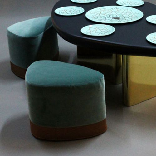 Tabouret design original - SATEL - binome - en tissu / tapissé