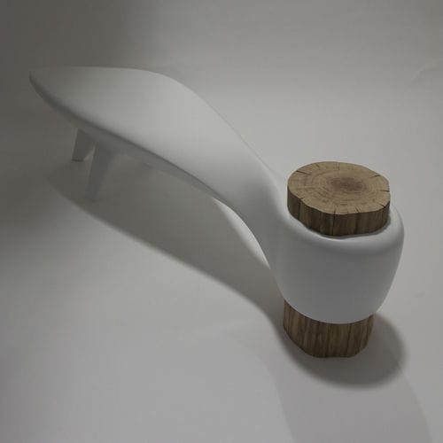 Banc design original - AKÈNE - binome - en chêne / en résine / en fibre de verre
