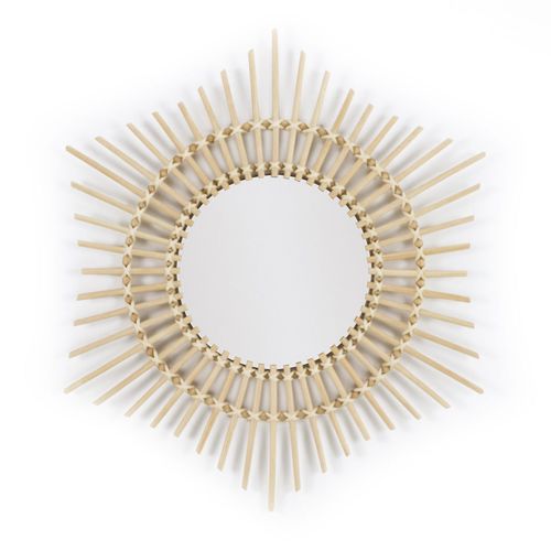 Miroir mural - RE100-N99 - ALONDRA - de style rustique / rond / en rotin