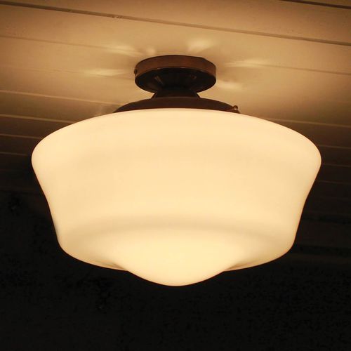 Plafonnier classique - SCHOOLHOUSE  - Mullan Lighting - rond / en verre / en laiton
